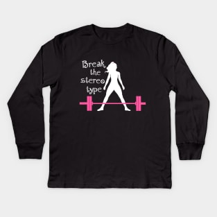 fitness girl, gym girl, fitness, weightlifting girl Kids Long Sleeve T-Shirt